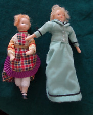 Two Small 6" & 5" Vintage/Antique (Bisque?)  Dolls  Dressed