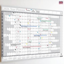 2026 / 2027 Wall Calender A2 Holiday Year Planner Calendar Office 14 Months GREY