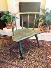18th cent. ash and elm primitive child's stick back chair - original paint