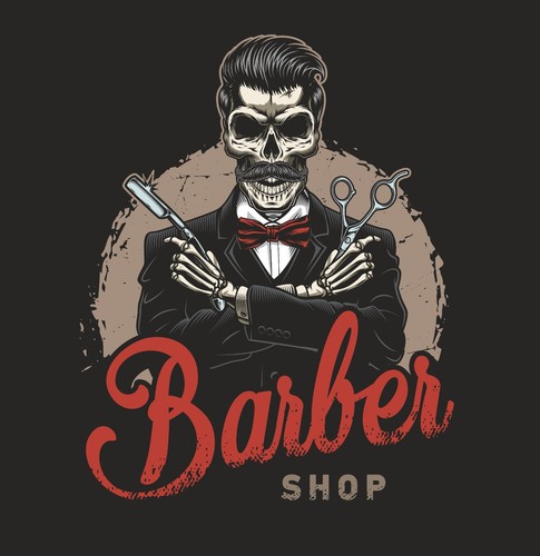 Barber shop canvas - barber, framed