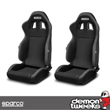 Sparco R100 Performance Car Adjustable Bucket Seats, Black / Grey (Pair)