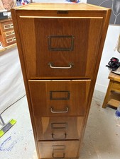 French 4 drawer vintage wooden filing cabinet