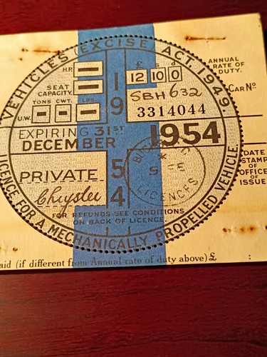 1954 vintage tax disc private - tax,