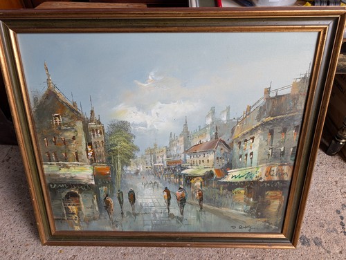 Framed oil painting parisian - oil,