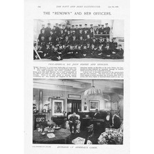 HMS RENOWN The Ship & Her Officers 2x Antique Prints 1898