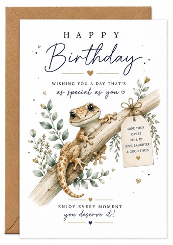 Gecko birthday card cute - card,