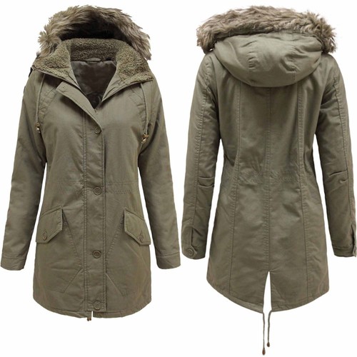 New ladies khaki parka coats - ladies,