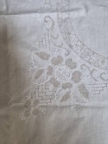 Vintage large linen tablecloth - vintage,