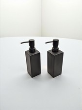 2 Pack x MIUSITE Black Square Glass Soap Dispenser Set 350ml with Stainless Pump