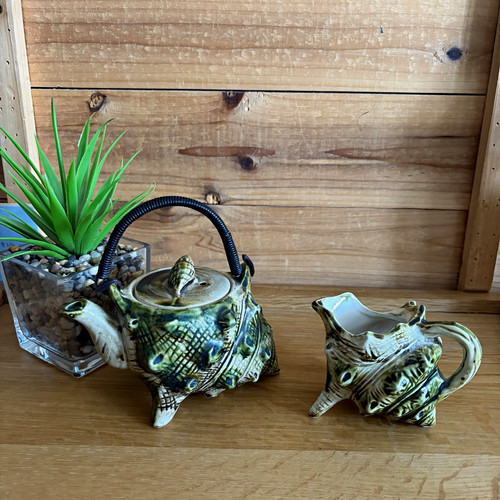 Vintage conch shell teapot - shell,