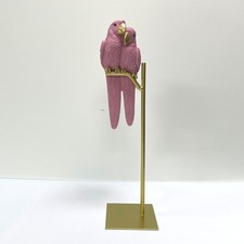 Parrot Statue Ornament Couple Macaw Bird Perching On TableTop Stand for Home