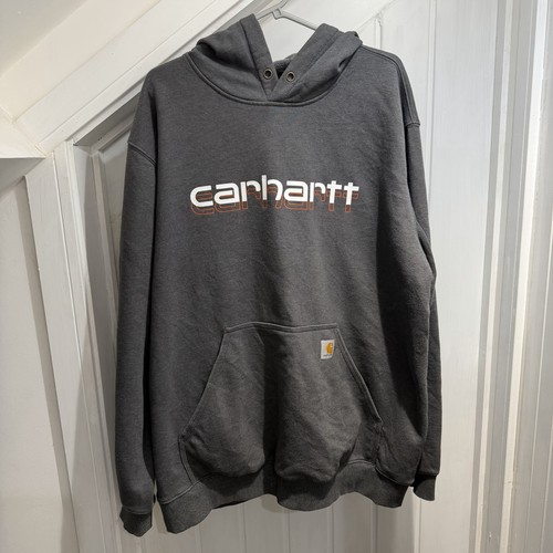 Carhartt grey logo hoodie - logo,