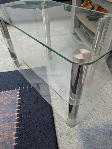 Glass shelved corner stand - tv,