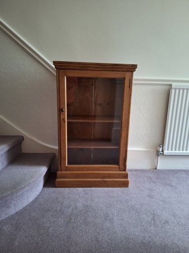 Antique pine glazed cupboard - pine,