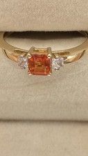 Orange Sapphire And White Zircon 9k Yellow Gold Ring SizeN/0 