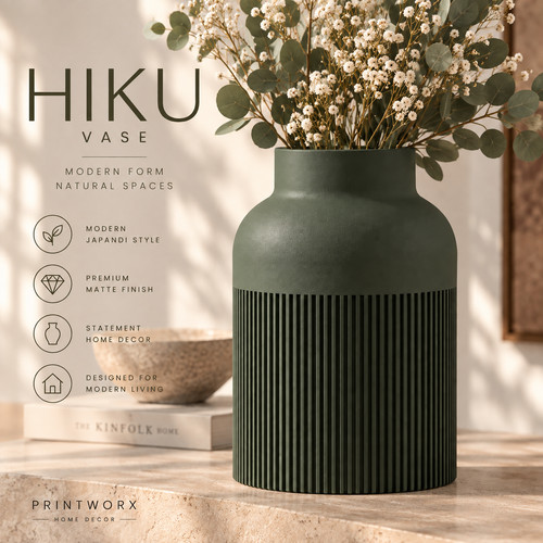 Hiku vase printed japandi - |, 3d