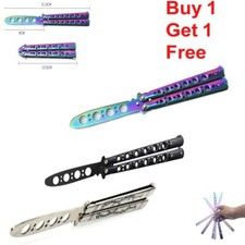Metal Butterfly Balisong Toy Knife Steel blunt Training Dull Tool Practice Get 2