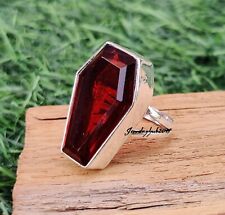 Garnet Ring Coffin Ring 925