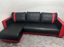 Stylish and Functional Corner Black and Red Color Sofa Bed with Storage 