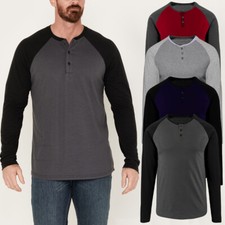 Mens Long Sleeve Henley Raglan