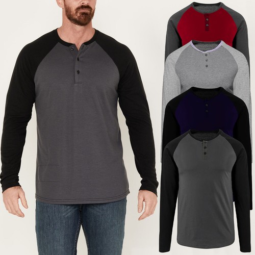 Mens long sleeve henley - long,