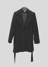 Bravissimo Pepperberry COAT, 16 REALLY CURVY, revere collar + belt, BLACK