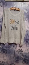 New Look Christmas Jumper Grey Marl Gin Jingle Bells Immaculate large