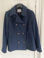 JOHN LEWIS Blue Double Breasted Wool Blend Coat Size 12