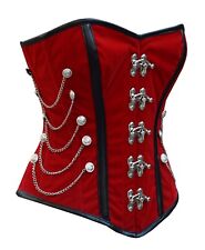 Overbust Goth Style Red Velvet Corset Chains Style Goth Red Velvet Corset