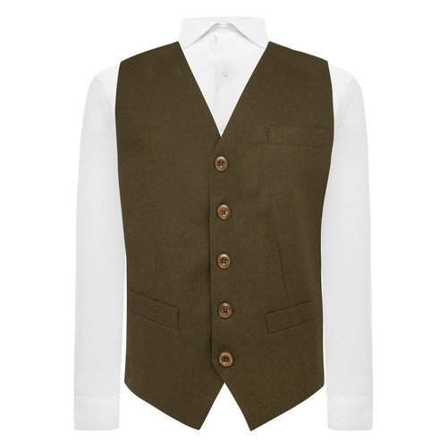Army green linen - green, waistcoat