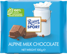 Ritter Sport Alpine Milk Chocolate 100g- Pack of 3