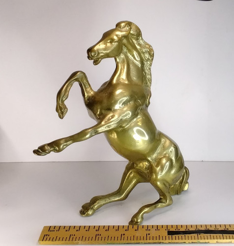 Brass rearing horse - horse, figurine