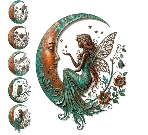 Metal dragonfly moon wall - metal,
