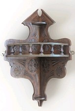Beautifully Carved Wooden Corner Shelf Vtg/Antique w. Balusters