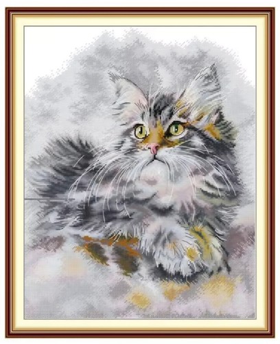 The fluffy oil painted cat - the, oil-painted