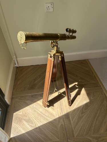 Brass vintage telescope - vintage, on