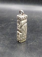 Vintage/Antique Carved Silver Ingot Style Pendant Of An Inca Mayan Mythical...