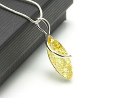 NATURAL BALTIC AMBER Jewellery STERLING SILVER 925 Yellow PENDANT NECKLACE 