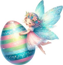 Watercolour Easter Fairy Wall Art Bedroom Nursery Vinyl Sticker Decal 6 Sizes