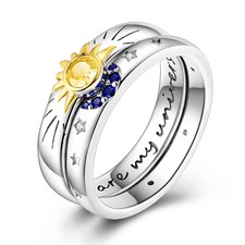 MULA European Finger Ring Blue AAA CZ Moon Star For Women Jewelry 925 Silver