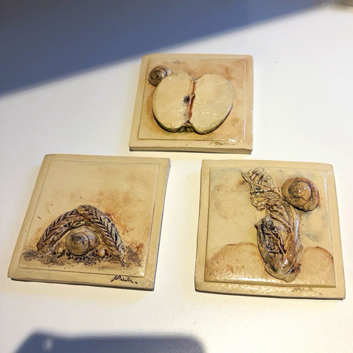 Set beige brown glazed - set,