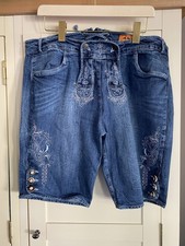 Country Maddox Men’s Denim Lederhosen Style Shorts Size XXL EU 54 UK 44
