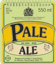 BEER BOTTLE LABEL - WATNEY'S BREWERY - PALE ALE (B)