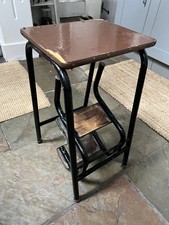 Vintage Kitchen Step Stool – Retro Industrial Metal Folding Ladder Steps Ladder