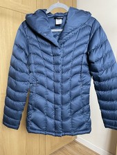 Patagonia Women’s Down Jacket Small Blue Hooded Puffer Coat Goose Down