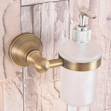 Antique Brass Wall Mounted Soap Dispenser Liquid Hand Wash Bathroom Kitchen =