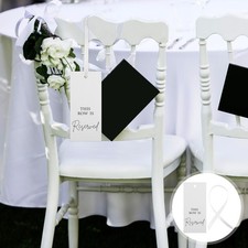  24 Sets Wedding Chair Decorations Reserved Signs for Chairs with Ribbon Pew