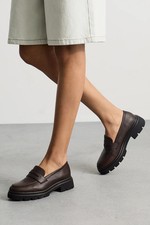 Faith Dark Brown Loafers Womens Daywear Flats