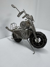 Wire Art Motor Bike Cycle Sculpture  Folk Art 16cm Wide Biker Gift