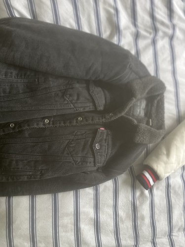 Levi sherpa black denim jacket - sherpa,